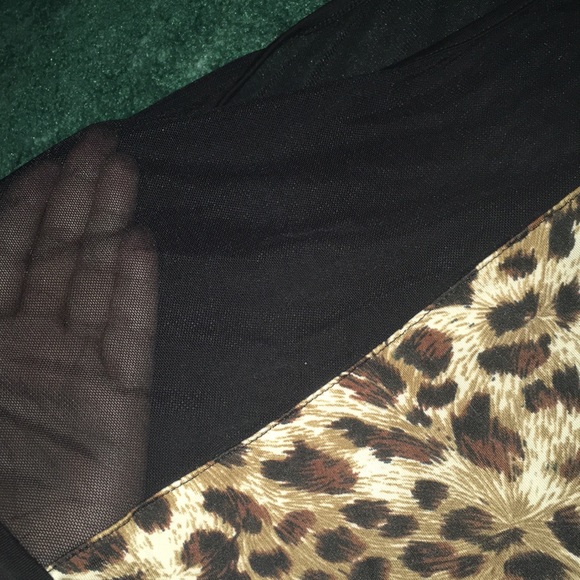Mesh & Leopard Print Top - Picture 5 of 5